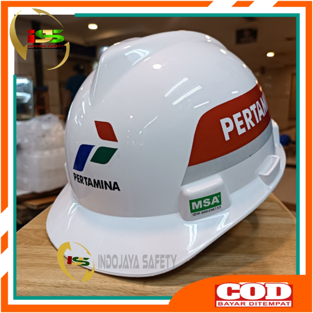 Helm Safety Pertamina MSA V-gard Original Fastrack - Helm Safety Logo Pertamina