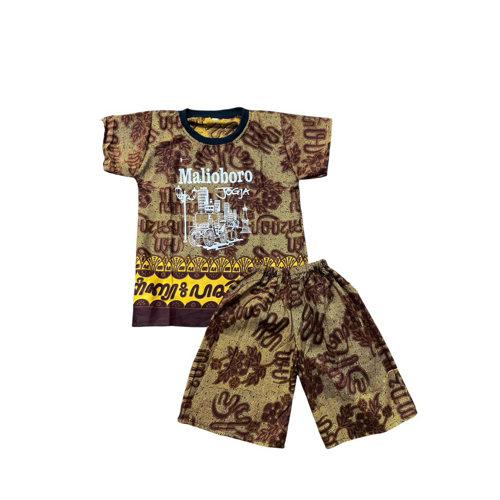 Baju Piyama Batik Anak Jogja Malioboro Yogyakarta Usia 1 Tahun - 12 Tahun Kaos Batik Jogja Anak Laki