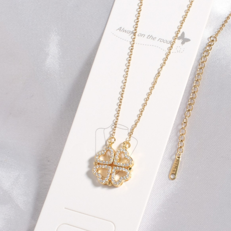 Kalung Wanita Liontin love Mata Diamond Warna Gold Liontin Bisa Buka Tutup