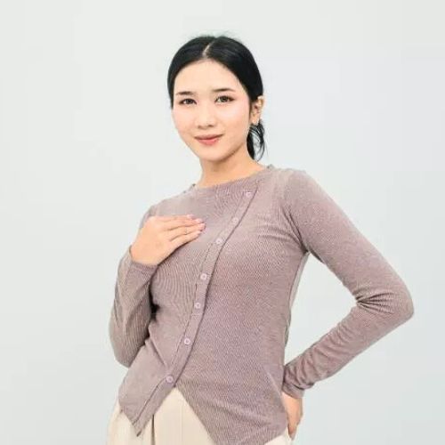 ESTELLE - Davina Top Atasan Wanita Korean Top Baju Knit Wanita Lengan Panjang Basic Korean Style