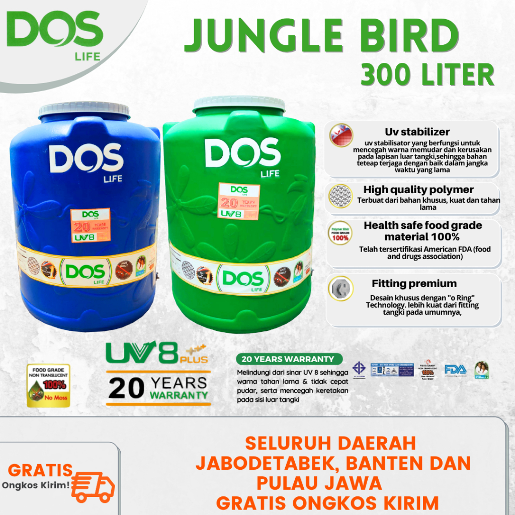 DOS - Water Tank Jungle bird 310 Liter Toren Air Tandon Air Tanki Air