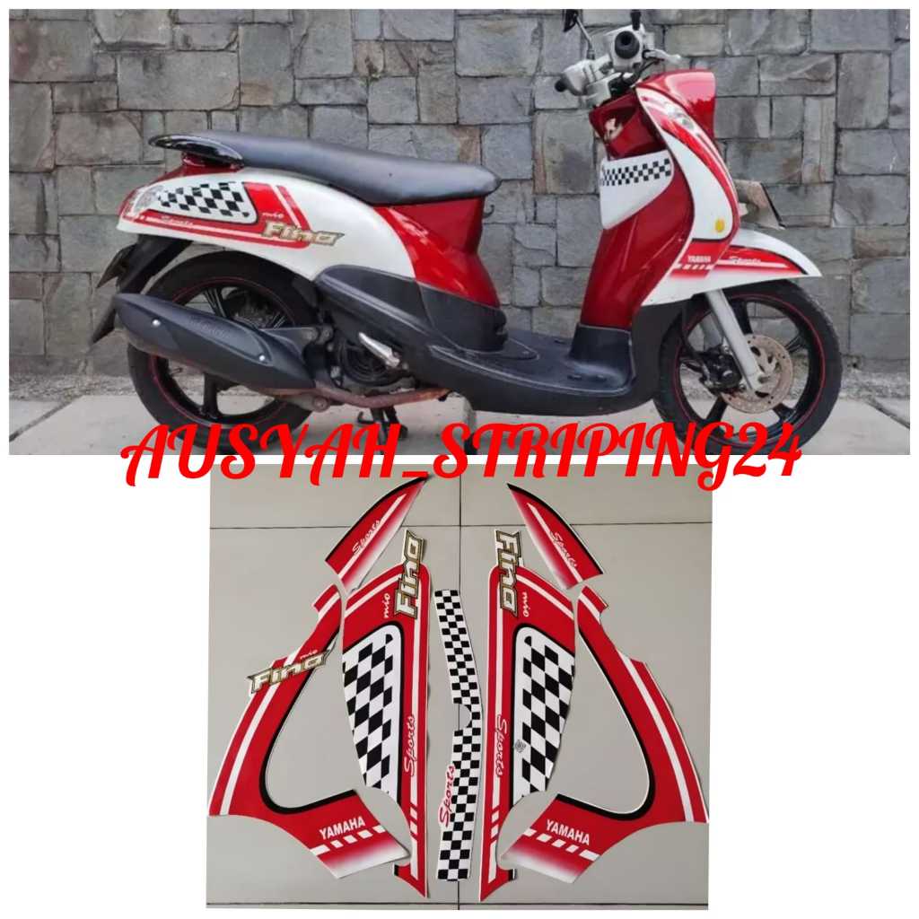 SIKER STRIPING LIS LES POLET BODY MOTOR FINO KARBU 2012 PUTIH MERAH