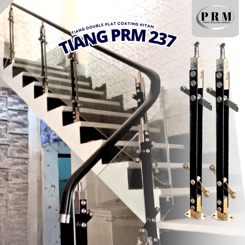 TIANG RAILING TANGGA PLAT HITAM  RAILING BALKON KACA MINIMALIS PAGAR KACA MURAH SS 201 SS 304