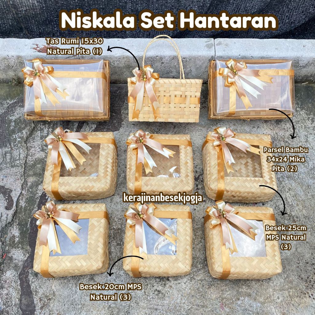NISKALA SET HANTARAN BONUS PITA 3PCS | bingkisan hampers besek lamaran jogja hantaran tas hampers bo