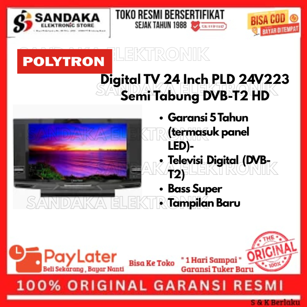 Polytron 24V123 Led Tv Tabung 24 inch Digital Hd Tv PLD-24V223