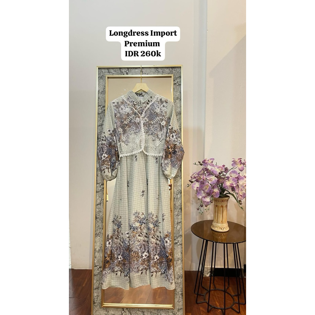 MIDI DRESS IMPORT PREMIUM/GAMIS BRUKAT WANITA