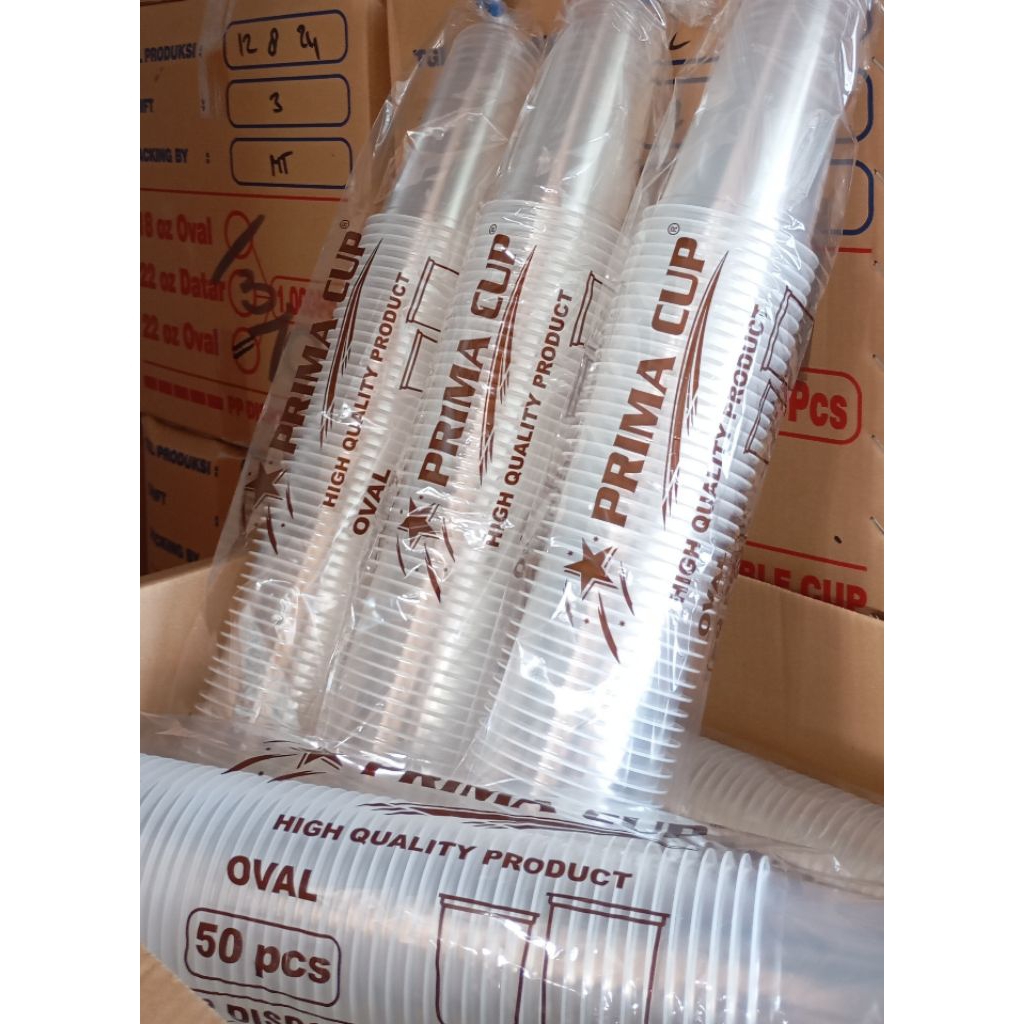 gelas cup plastik prima 22oz oval harga grosir toko.