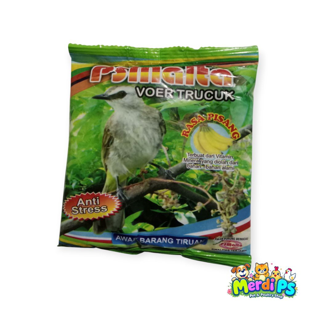 Psmalta Voer Trucuk Rasa Pisang – Pakan Burung Trucukan Anti Stress, Penambah Nafsu Makan, Sehat , G