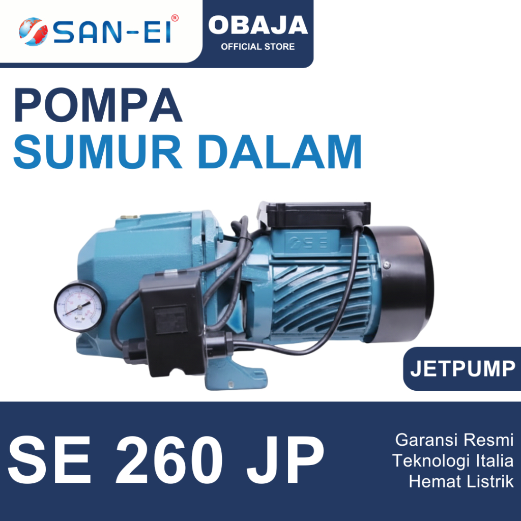San Ei Pompa Sumur Dalam Jet Pump SE 260 JP Tanpa Tabung / Pompa Air Sumur Dalam Otomatis SE 260 JP 