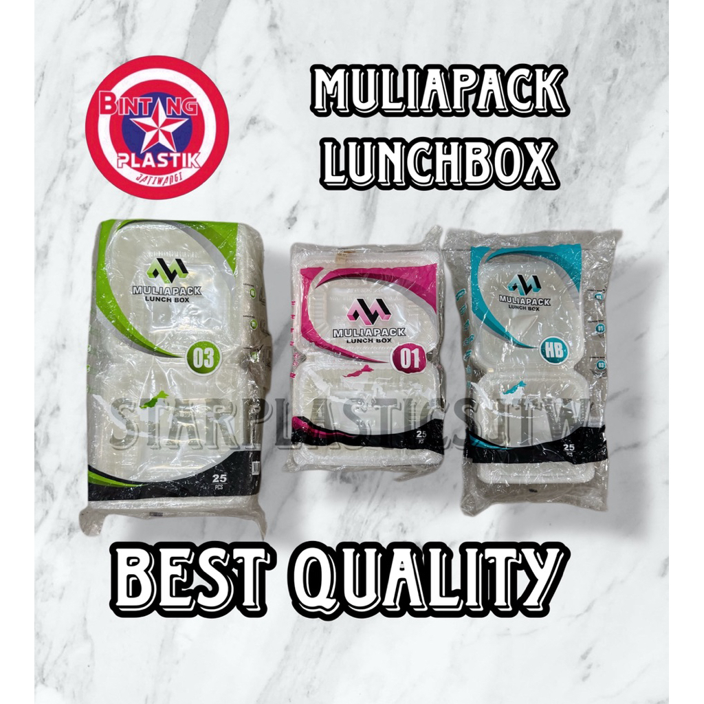 MULIAPACK Lunch Box Meal Box LB03 LB01 LBHB / Burger Bening isi 25pcs Food Grade, Ekonomis ,Halal