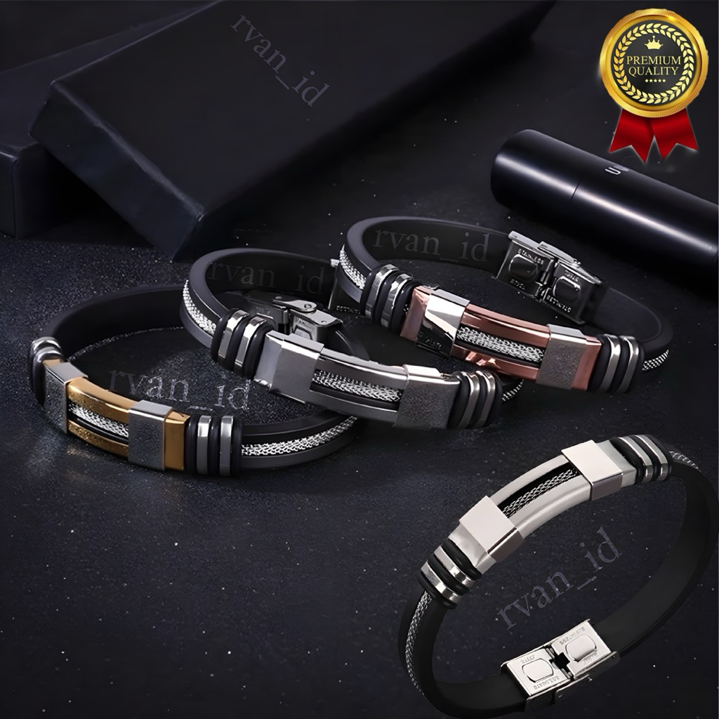 Gelang Tangan Pria - Gelang Tangan Premium Kombinasi Stainless - Gelang Tangan Pria