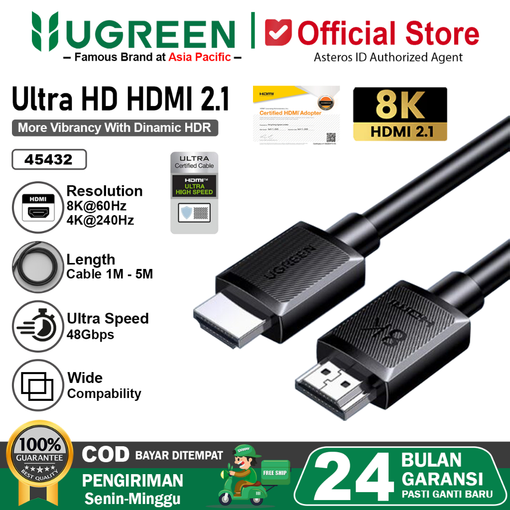 UGREEN Kabel HDMI 2.1 8K 60hz 4K 240hz HDCP2.2 48Gbps Ultra High Speed