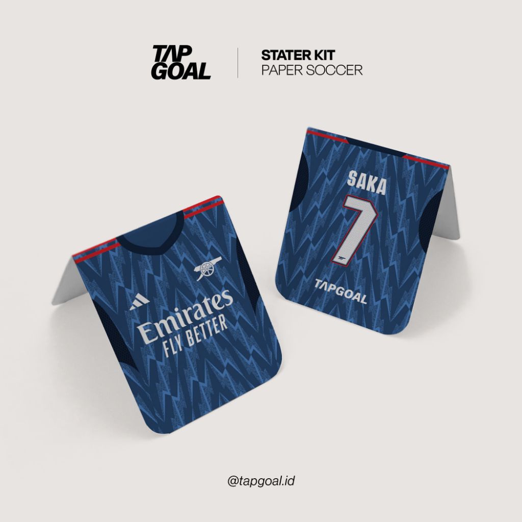 TapGoal | Starter Kit Arsenal 25/26 Away | Premium Paper Soccer