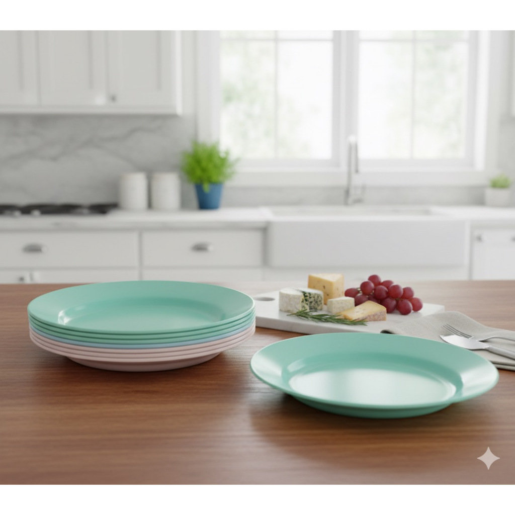 12 PCS PIRING MAKAN PLASTIK TEBAL - HOKI HOUSEWARE