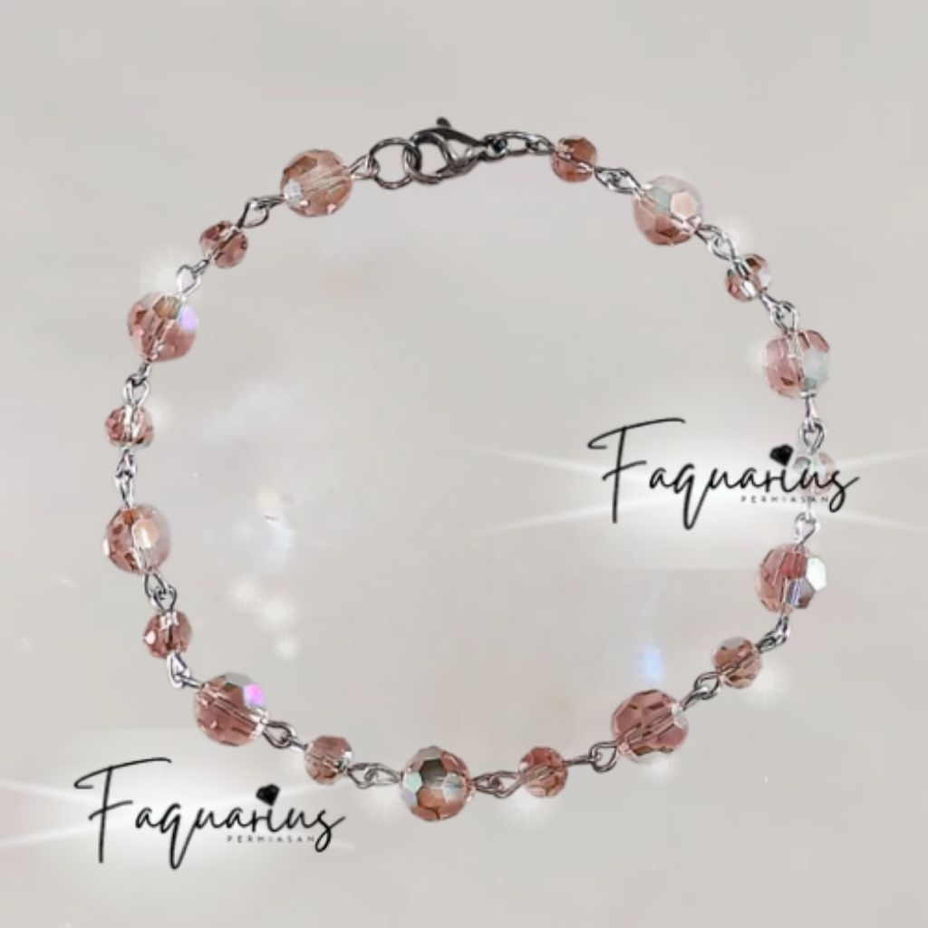 vionaedit - gelang batu mote manik 4mm 8mm titanium gold silver rosegold rantai nory gelang mote baj