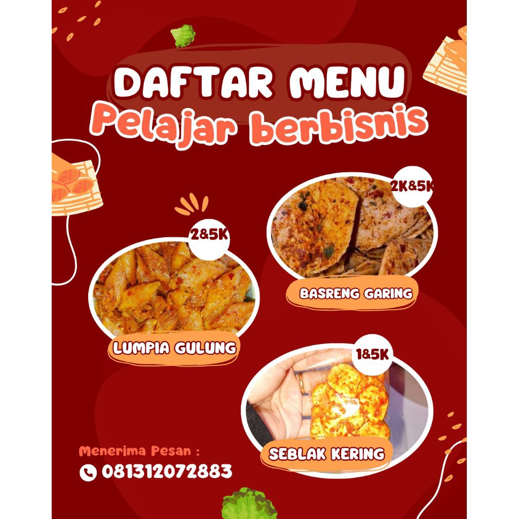 kerupuk seblak basreng garing lumpia kering makaroni bantet