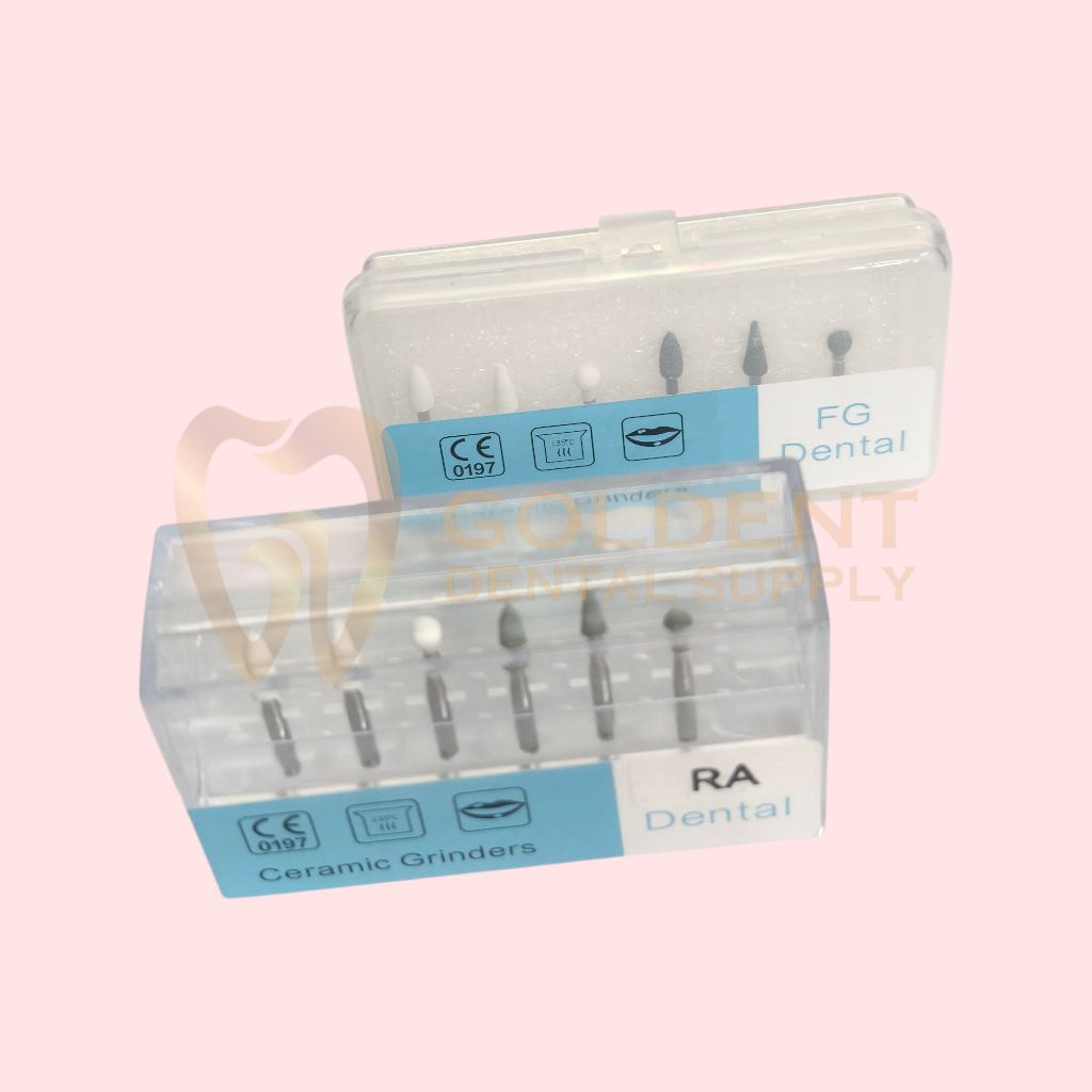 Dental Bur Stone Arkansas Set White Green Polishing / Bur Batu Stone Bur