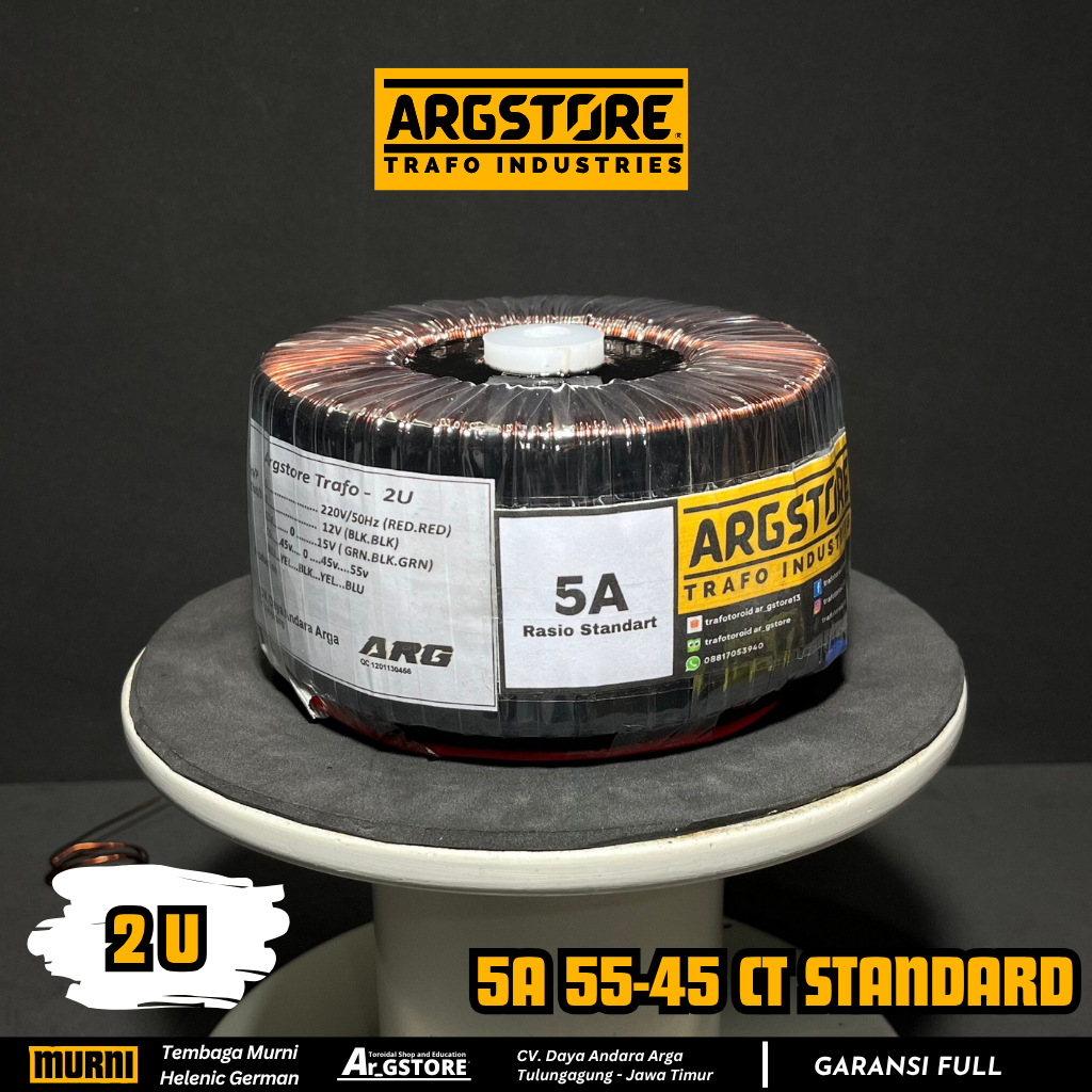 Trafo toroid donat 5A 55V  CT Helenic German