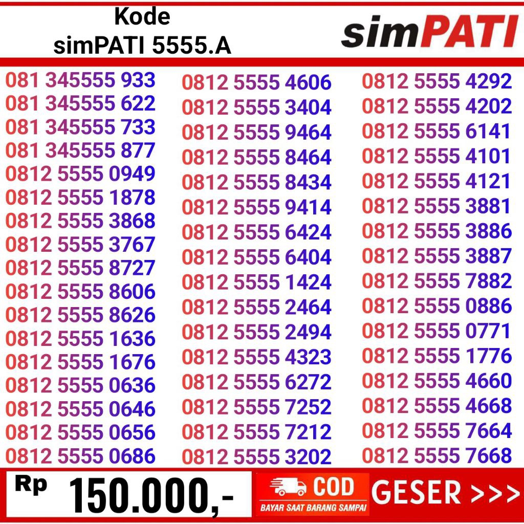 nomor cantik telkomsel simpati murah sekali 08 12345