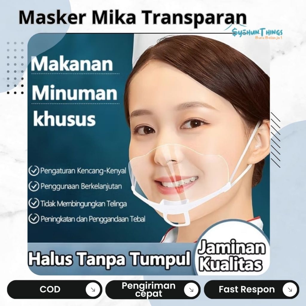 Masker Mika Penutup Mulut Transparan/Masker Masak Koki Makanan Higienis