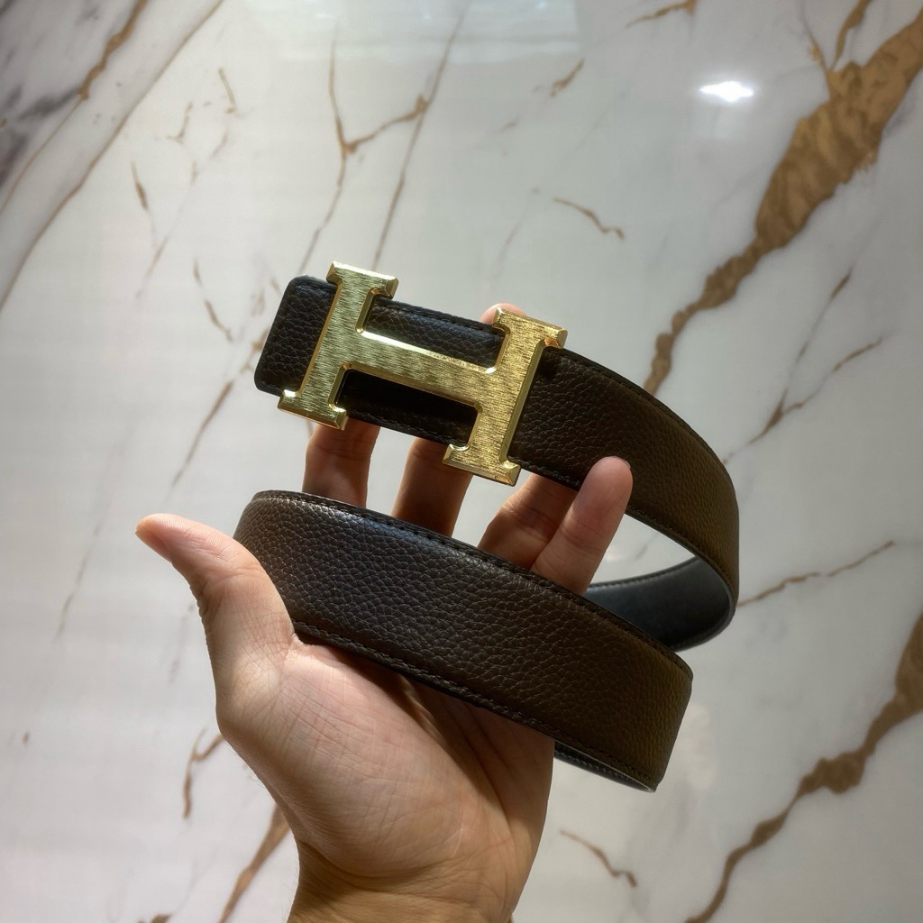 Ikat Pinggang Kulit Premium Gesper Huruf H – Belt Pria Elegan 3.8cm Free Box & Paperbag