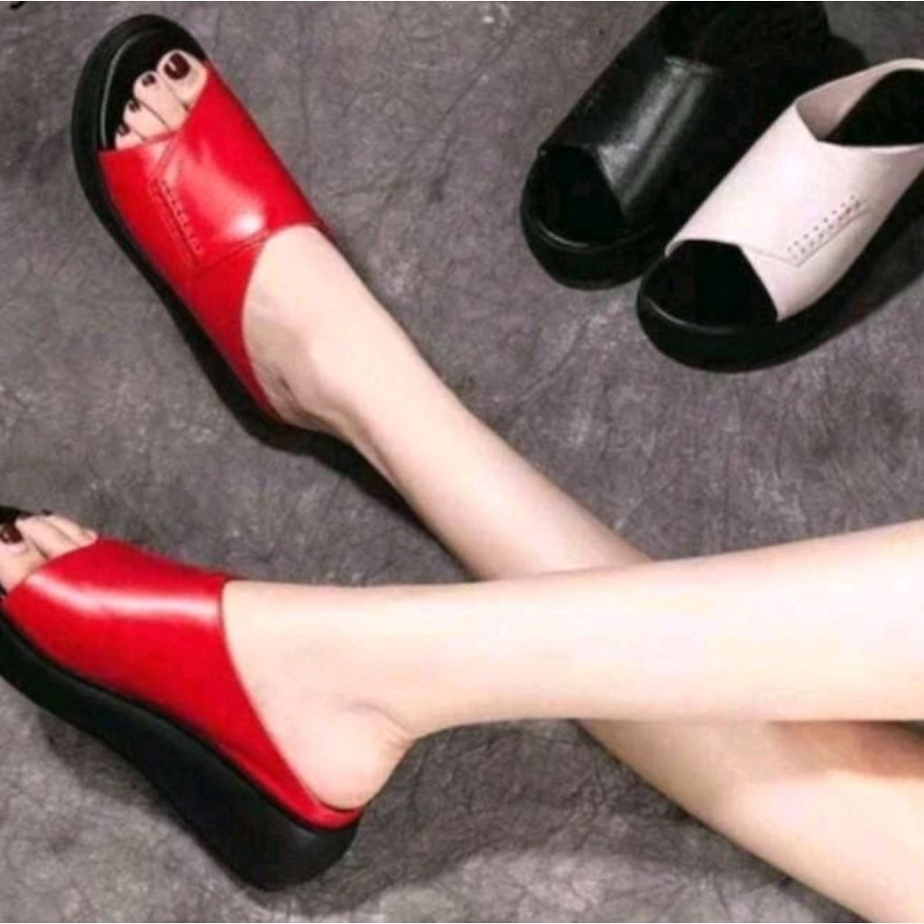 sandal wedges wanita sandal selop ibu ibu kekinian