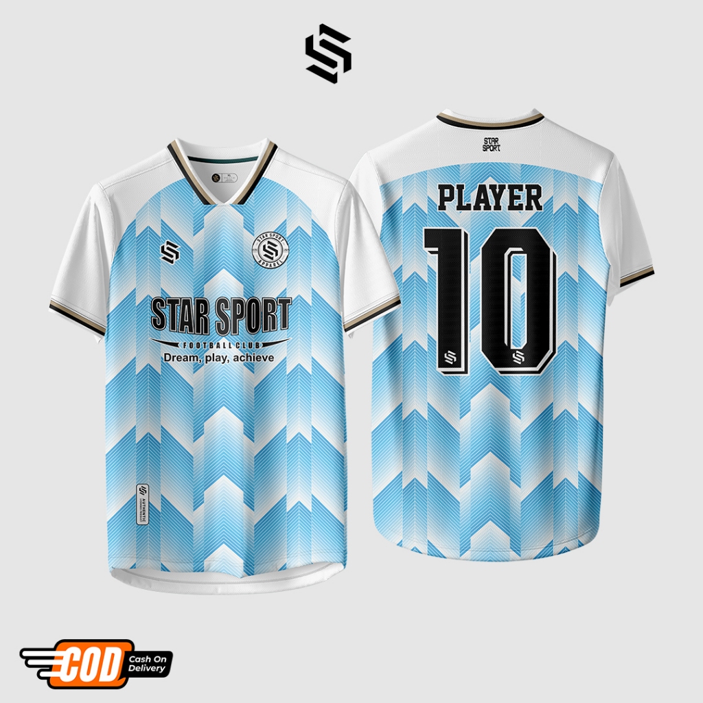 JERSEY BAJU FUTSAL BOLA BIRU FULL PRINTING CUSTOM NAMA, NOMOR, LOGO