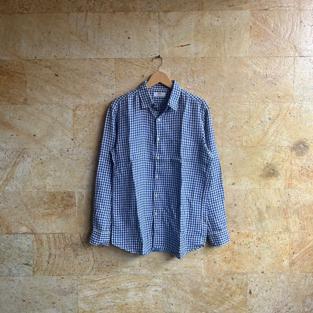 (Second) Long Sleeve Shirt Flannel Blue/White Uniqlo size L