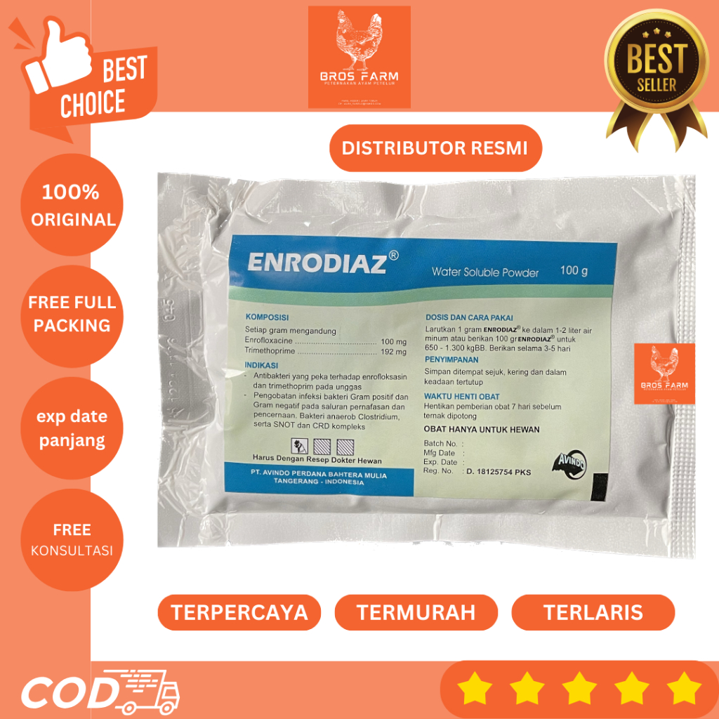 Enrodiaz 100 Gram Antibiotik Pencernaan dan Pernafasan Ayam