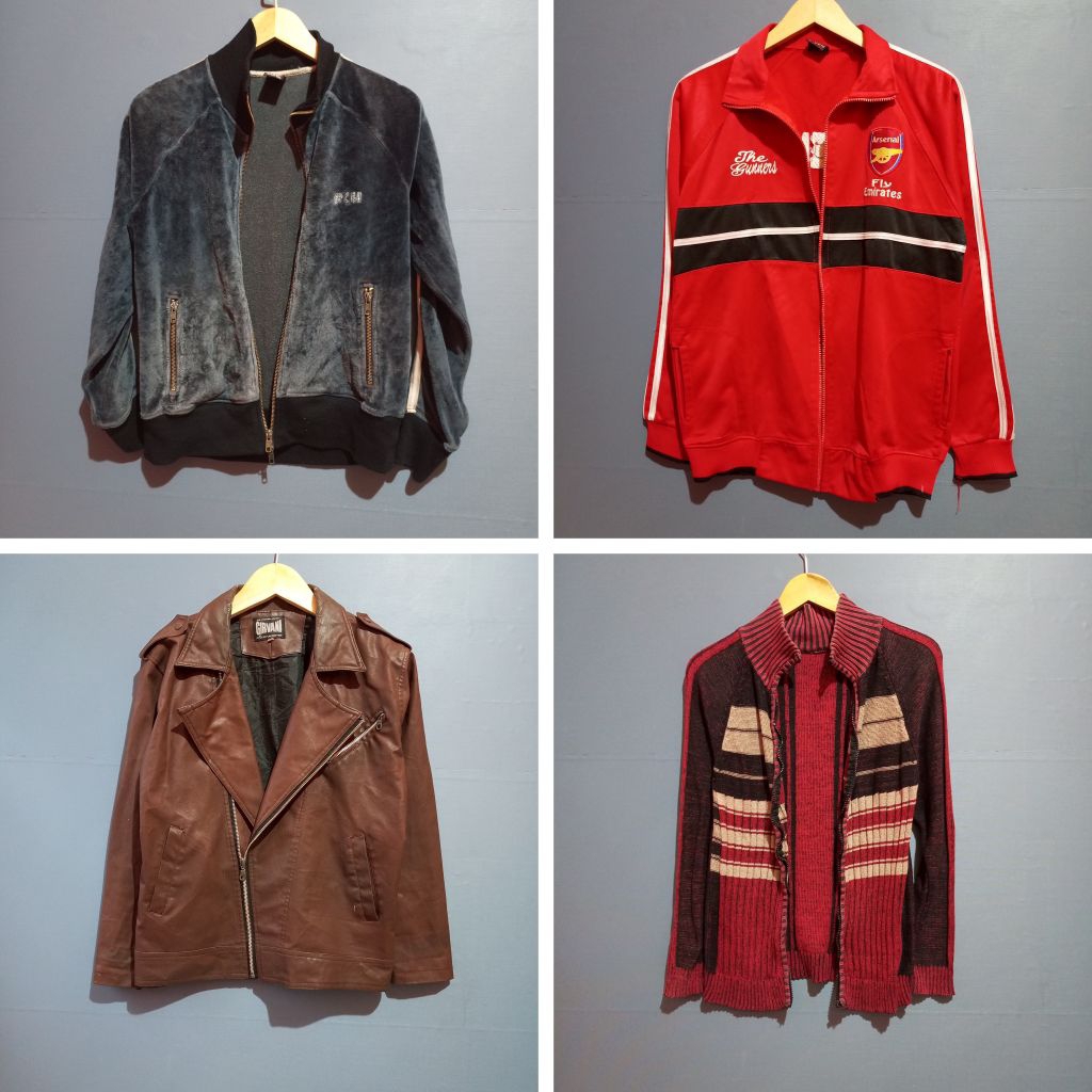 jacket preloved rijek minus pria wanita all size second | tracktop jeans kulit rajut dan lainnya sec