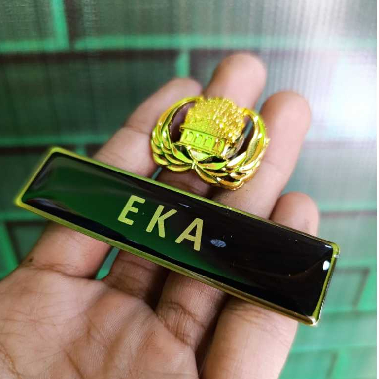 (SEHARI JADI NAMETAG + PIN KORPRI )Name Tag PNS Kuningan Magnet Dengan Lencana Korpri || Name Tag PN