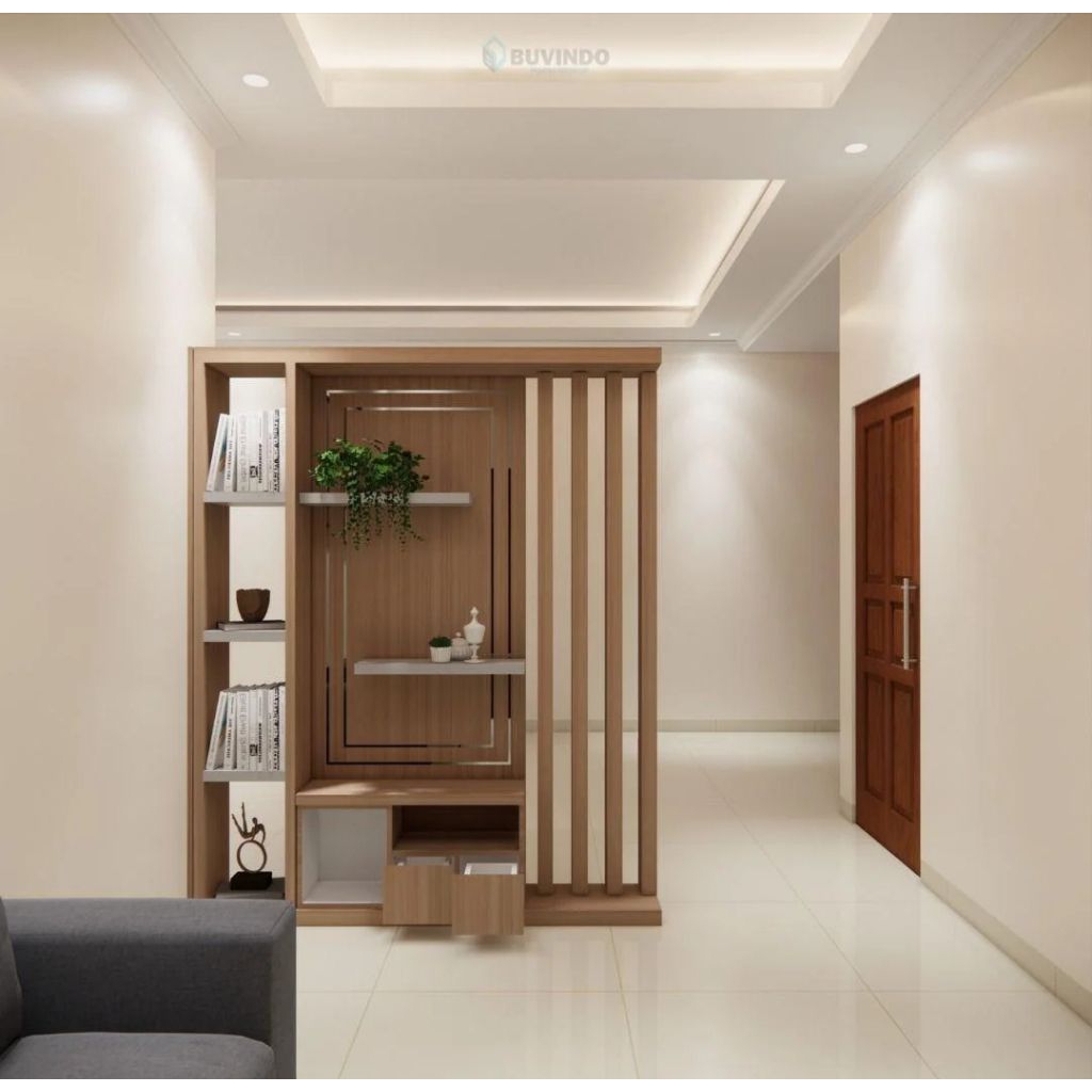 bufet partisi penyekat ruangan kayu jati minimalis, bufet penyekat ruangan