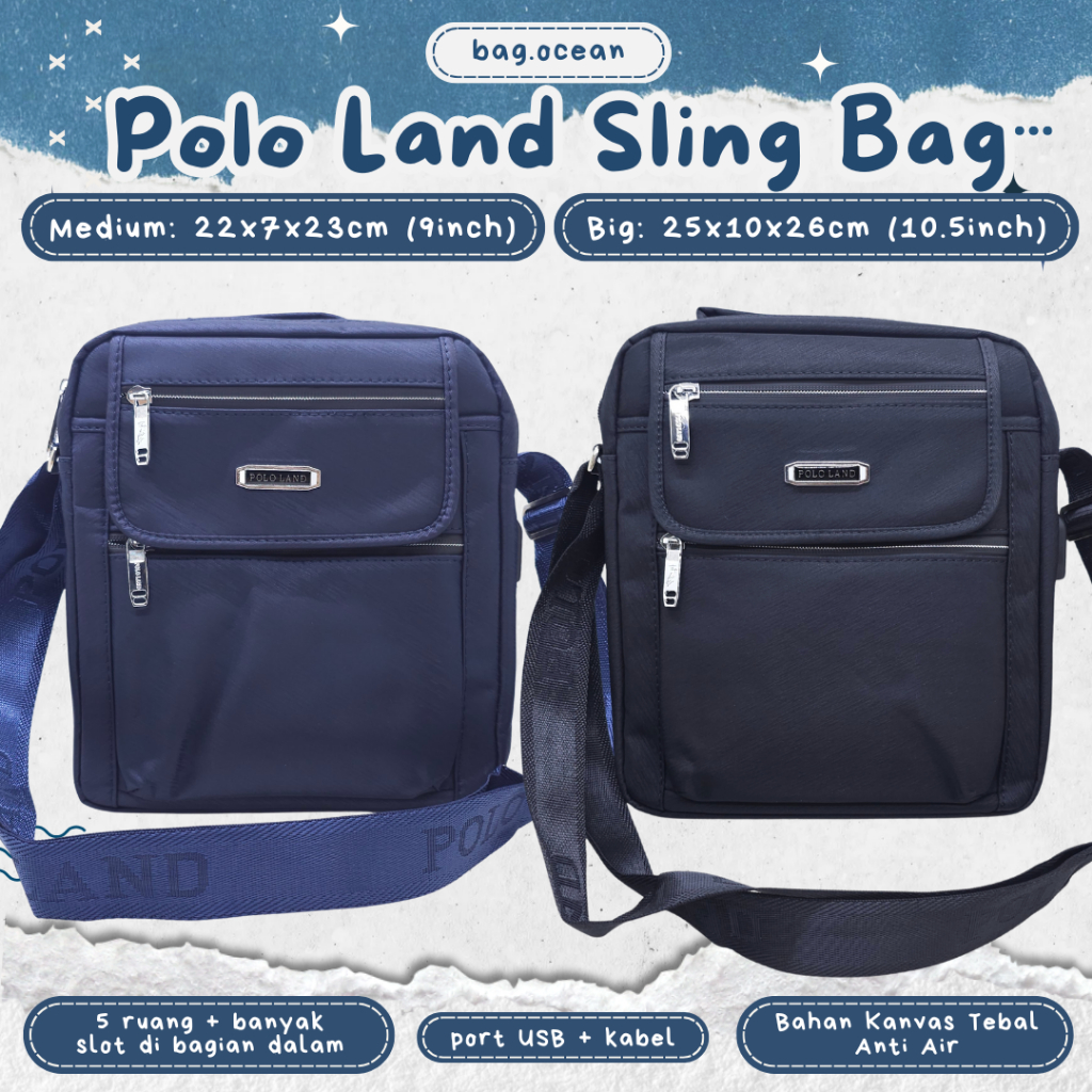 Tas Selempang USB POLO LAND BESAR / Hand Bag Polo Land PARASUT BARU / Tas Selempang ANTI AIR MURAH