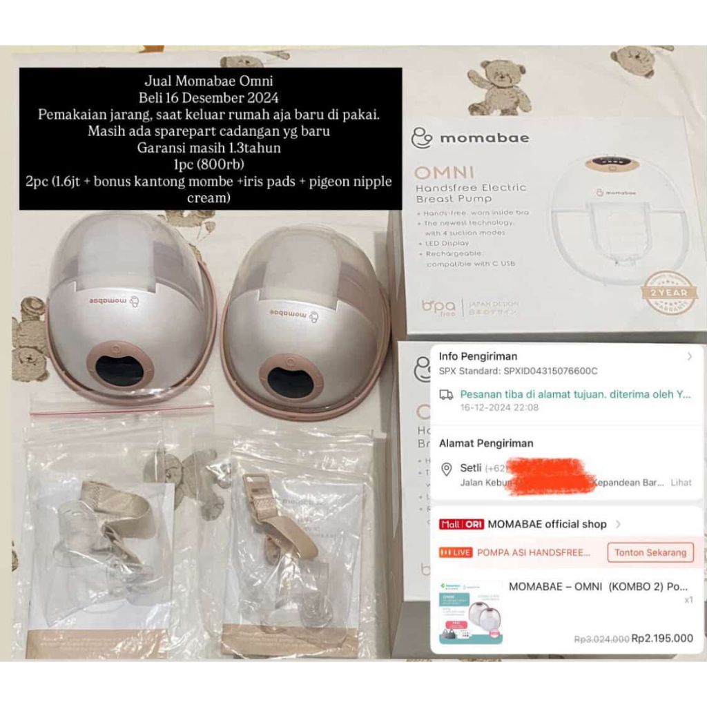 PRELOVED MOMABAE OMNI Pompa ASI Elektrik Handsfree Breast Pump / POMPA ASI