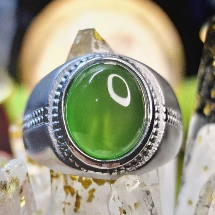 Cincin Batu Akik Natural Hijau Topaz