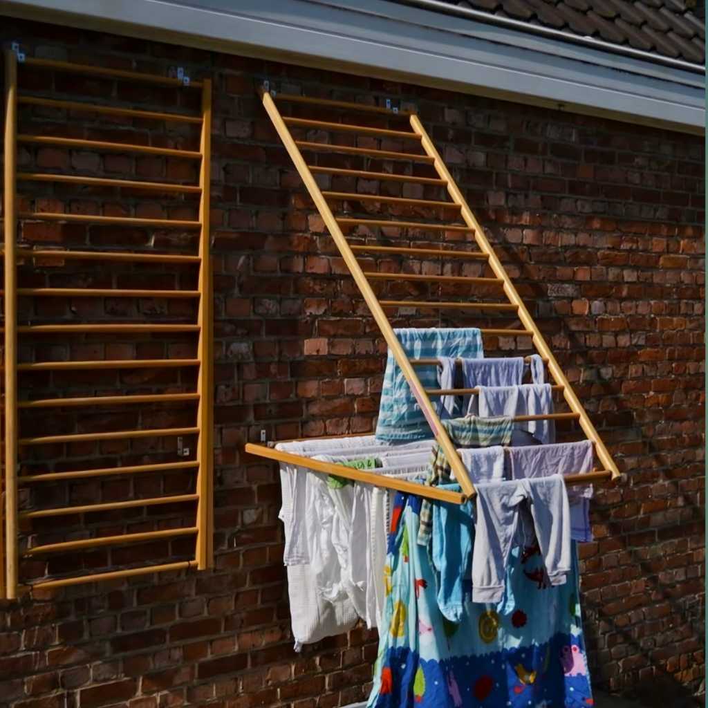 Rak Dinding Kayu bulat Minimalis Anti Rayap Jemuran Baju kayu tempel Dinding Jemuran Dinding Lipat