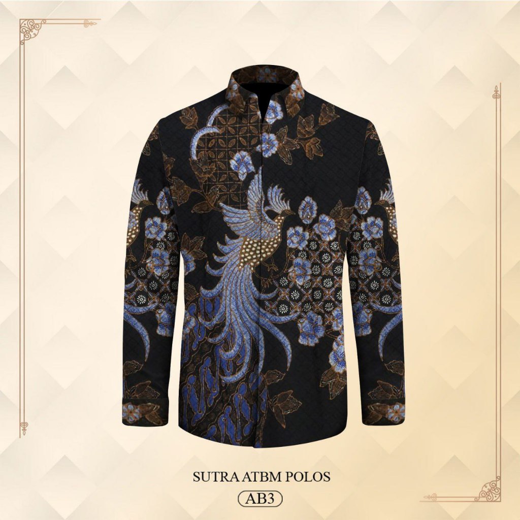 Kemeja pria lengan panjang pola batik tulis bahan atbm sutera premium baju batik tulis polosan pria 
