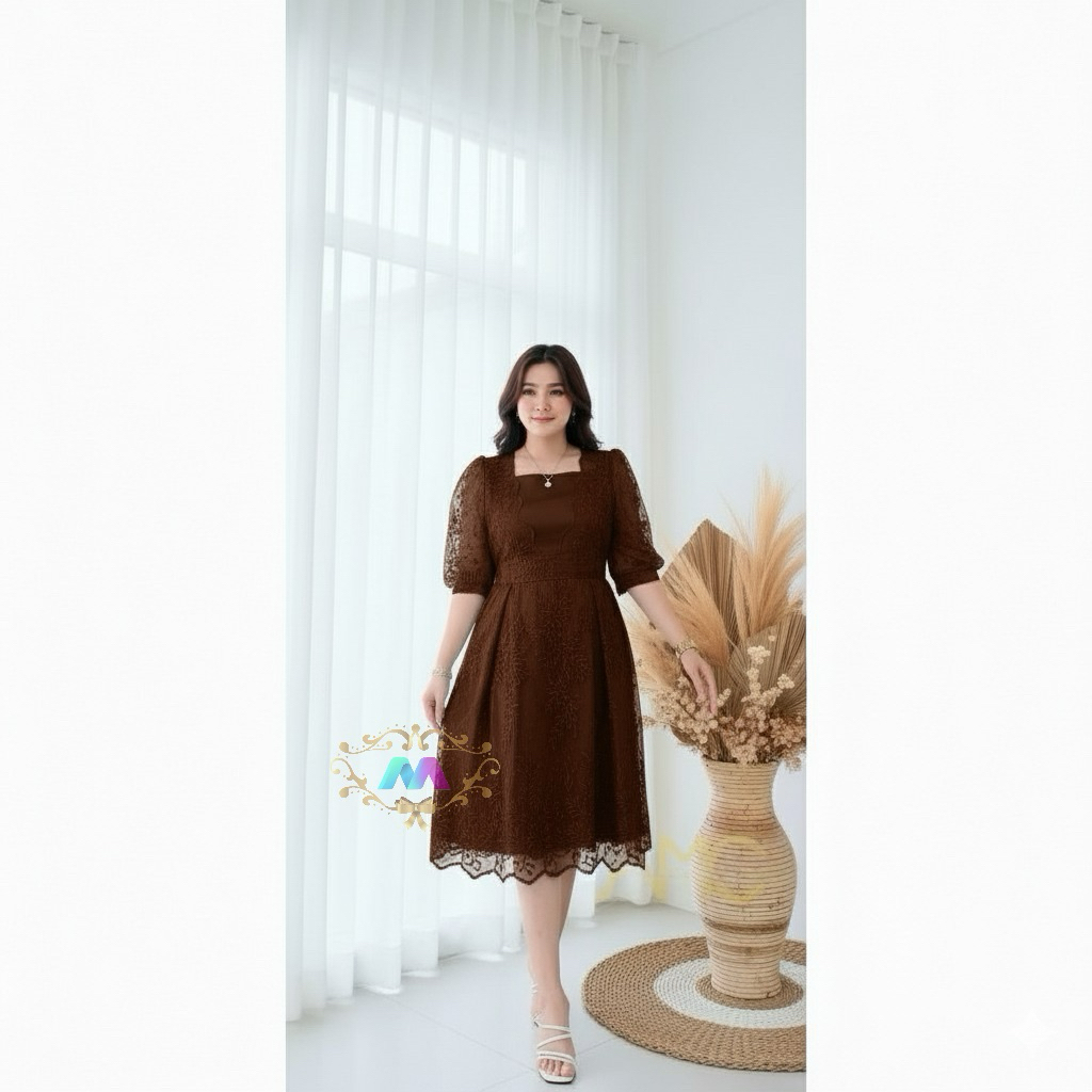 PREMIUM - DRESS NATALIA TILLE MUTIARA 3 UKURAN / DRESS SIMPLE ELEGANT / MINI DRESS TERBARU NATALAN T