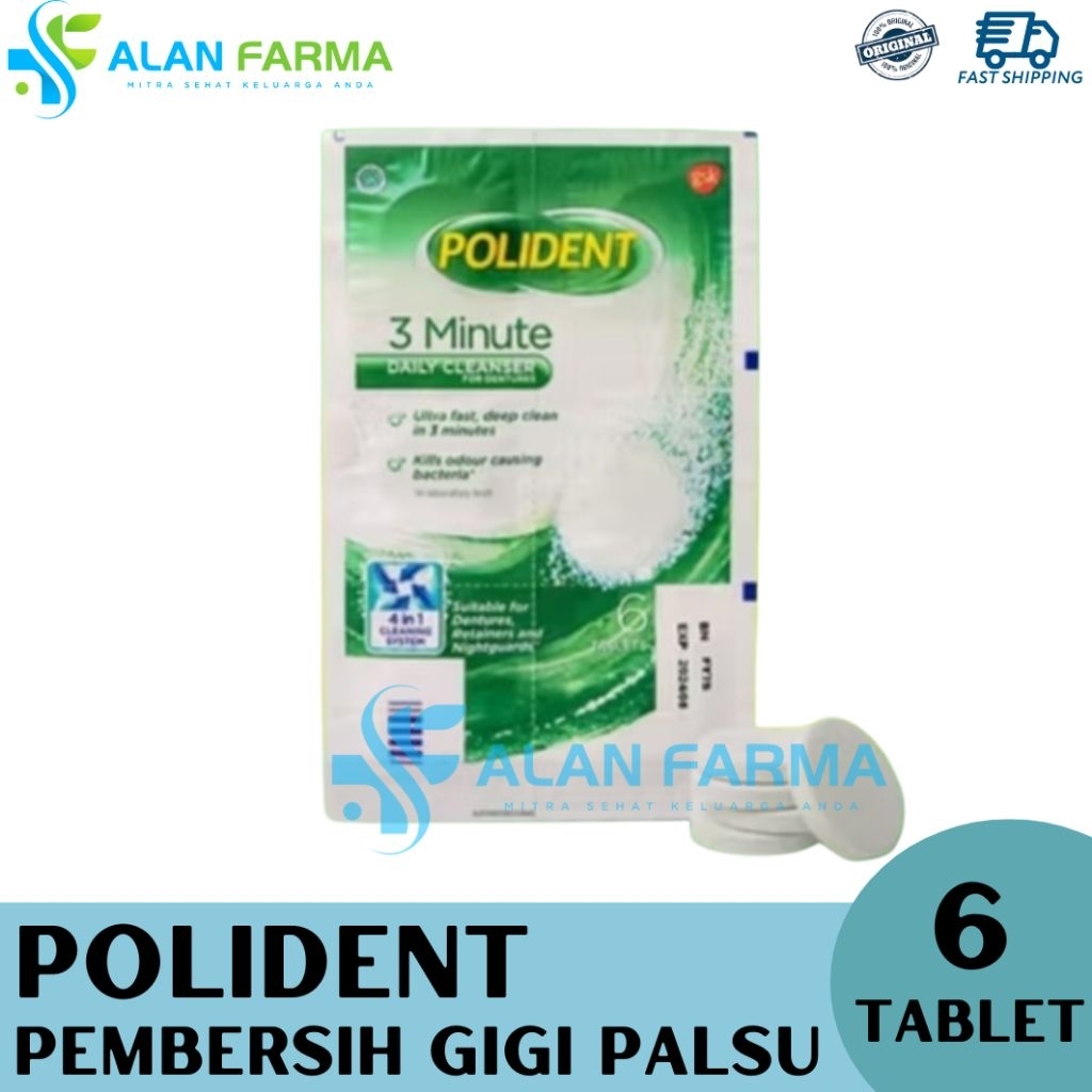 Polident Cleanser isi 6 Tablet | Polident Daily Cleanser | Polident Pembersih Gigi Palsu