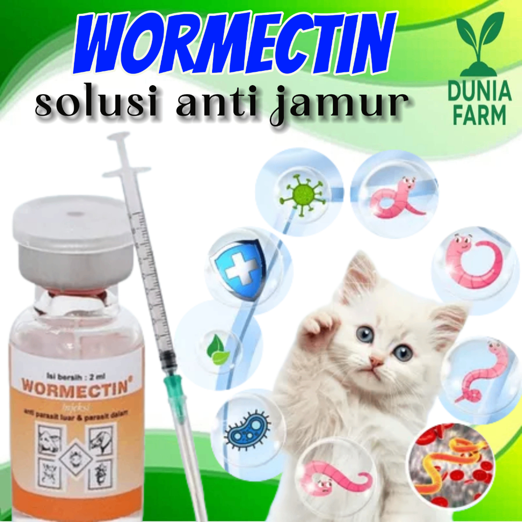 Wormectin 2 ml Obat Scabies Suntik Injeksi Kudix Kutu Jamur Caplax Cacing Parasit Kucing (DUNIAFARM)