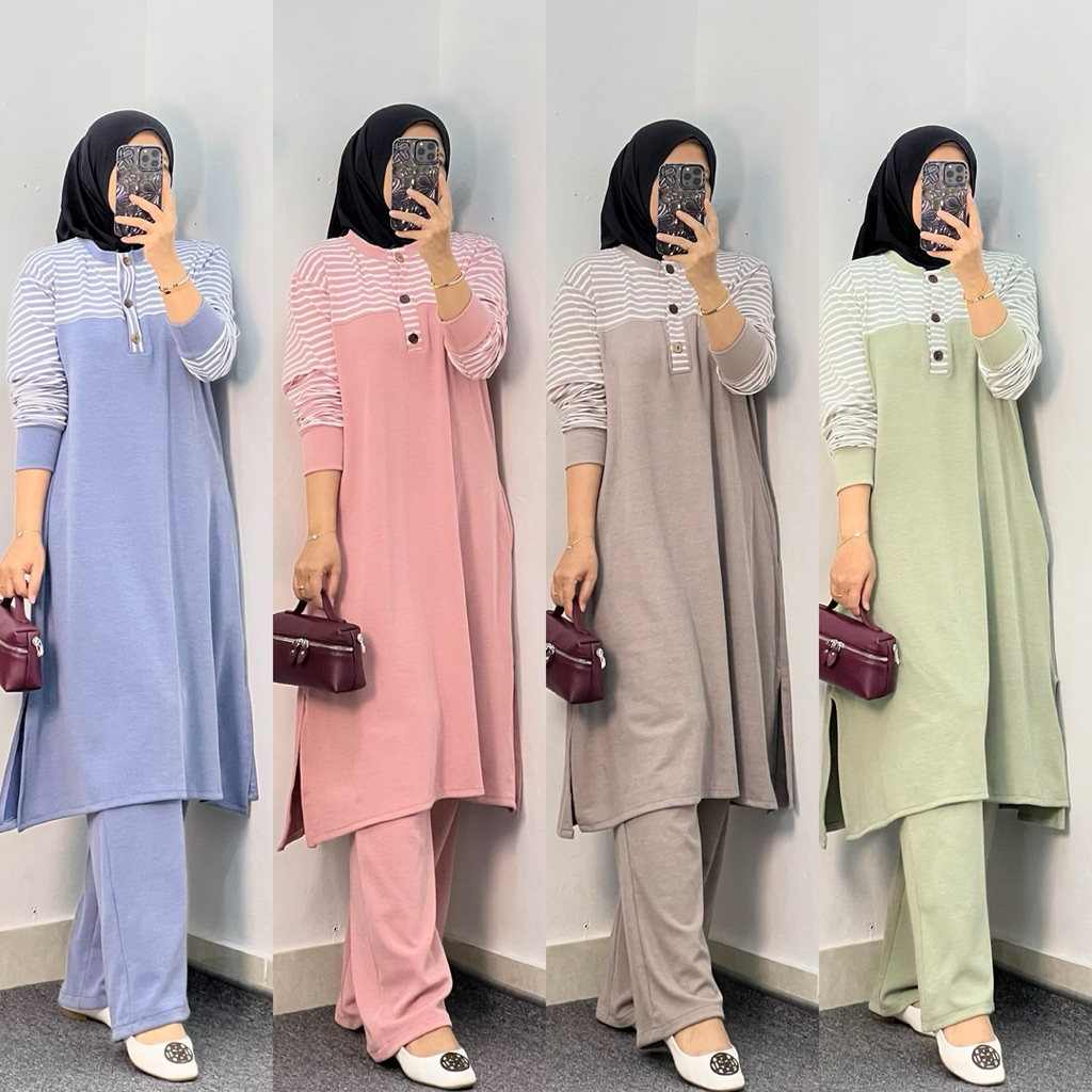 Set tunik Ranaya / Set tunik adeva / COD / matt knit mix kaos