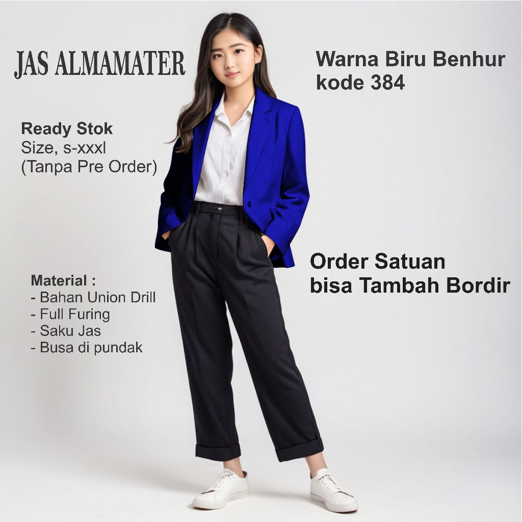 JAS ALMAMATER BIRU BENHUR almet Sekolah, OSIS, Universitas, Pondok Pesantren blazer sekolah