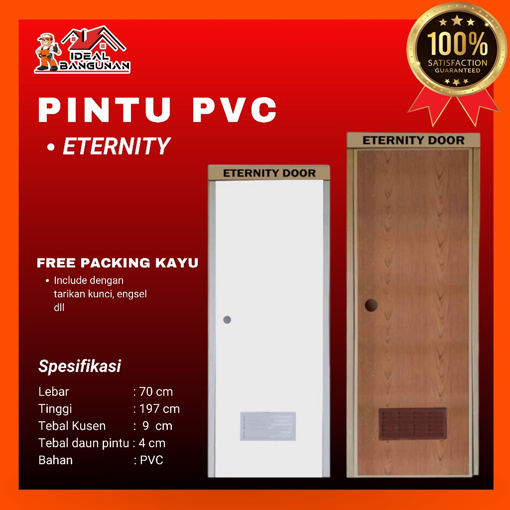 PINTU PVC ETERNITY 9 CM JALUSI  GRATIS PACKING KAYU |  PINTU PVC KAMAR MANDI | PINTU KAMAR MANDI BAH