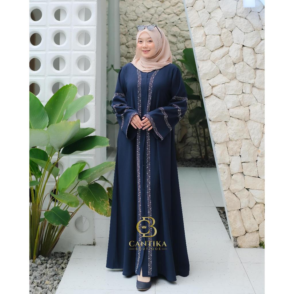 CANTIKA BOUTIQUE STORE Gamis ABAYA FAHIRA Outher Abaya Terbaru Mewah Dan Elegan Cantika Hitam Muslim