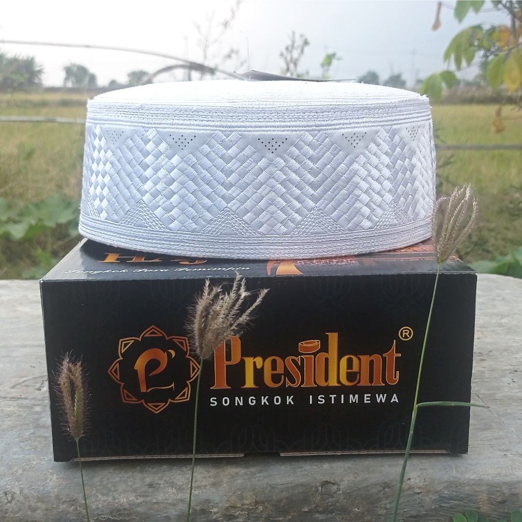 (ALBYLULA) songkok peci haji original AL AFFUW President Songkok Haji Putih Satin President PREMIUM