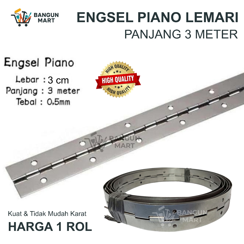 Engsel Piano 3 Meter / Engsel Lemari besi dapur/ ENGSEL PANJANG METERAN /ENGSEL LEMARI PER 3 METER E