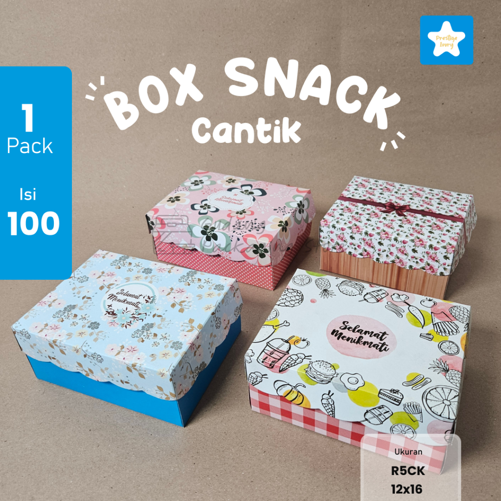 100 pcs / 12x16 /R5/ Box Snack Cantik  / Dus Kue Cantik / Box Kue / R5CK