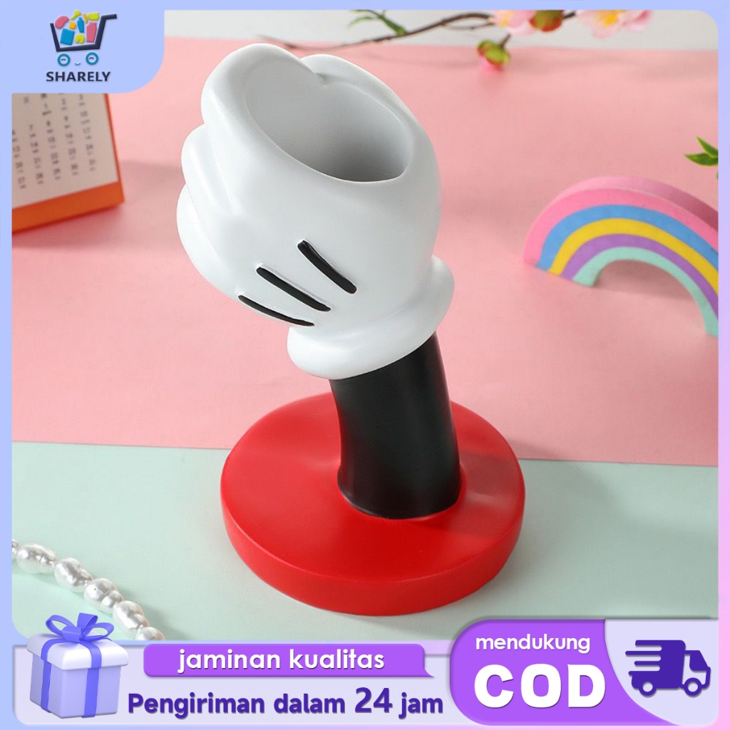 Wadah Pulpen Kartun Vas Bunga Lucu Kreatif Tempat Pensil Meja Plastik Wadah Serbaguna