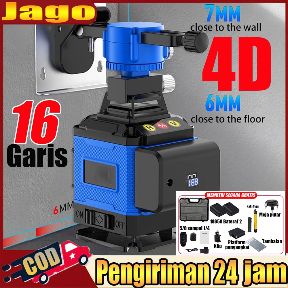 Waterpass laser multifungsi 16 line 59000MAH laser tukang bangunan 12 line laser level 16 line