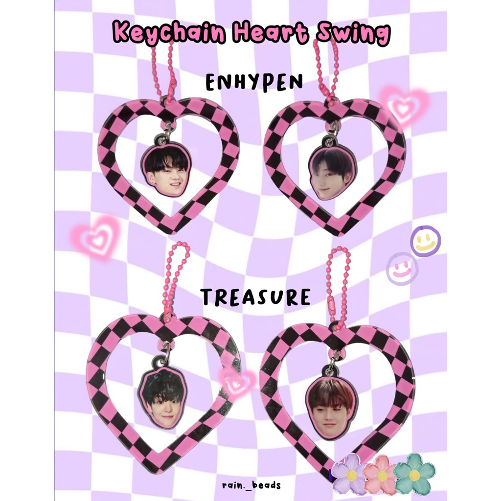 Keychain Heart Swing Enhypen & Treasure - Gantungan Kunci/Tas Kpop Akrilik